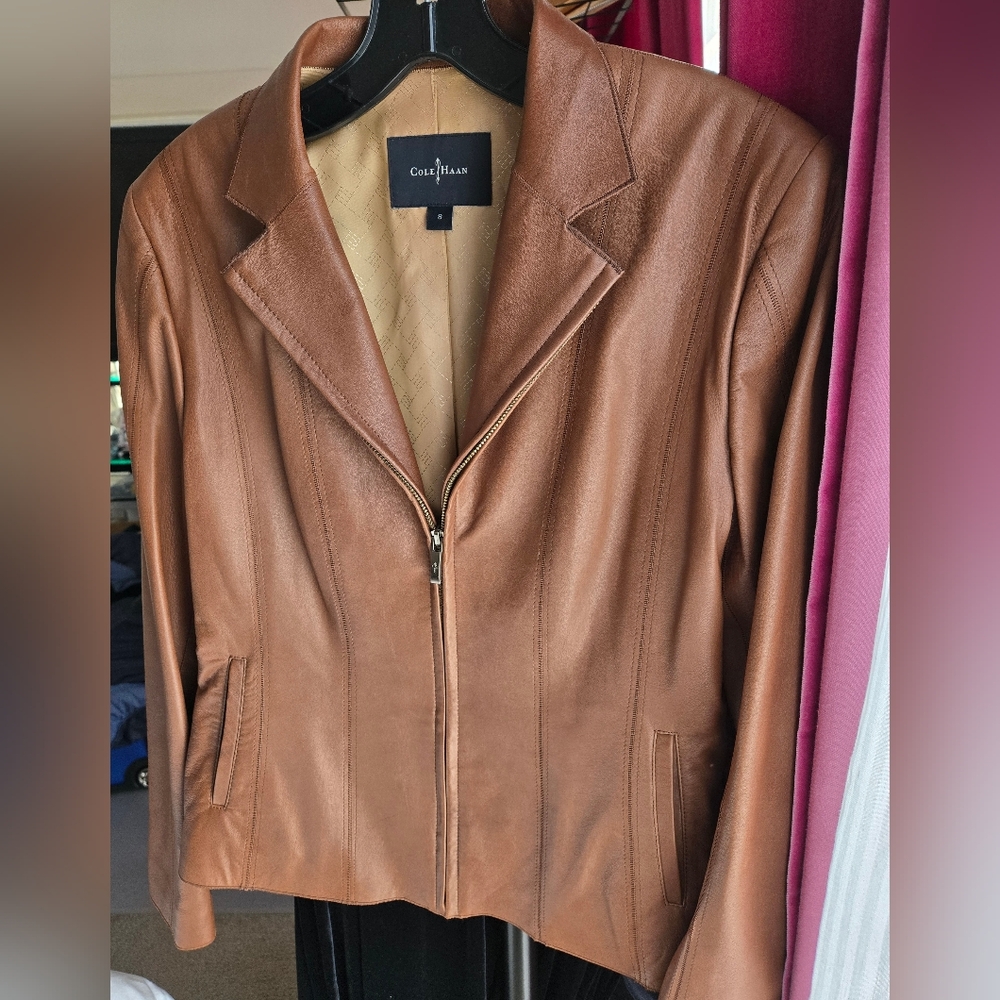 Vintage Cole Haan Women's Brown Leather Jacket